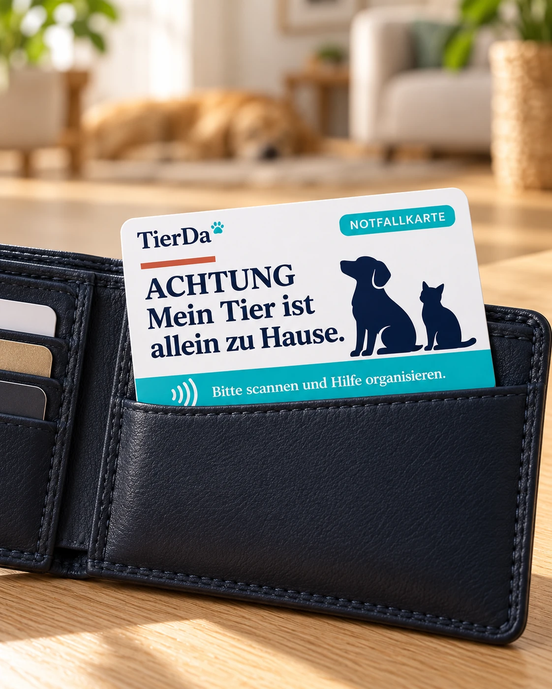 TierDa PVC NFC- und QR-Code-Notfallkarte im Portemonnaie